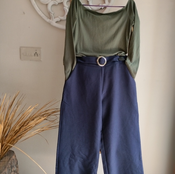 💚 Olive Boat Neck Ribbed UK Top - Picture 6 of 15